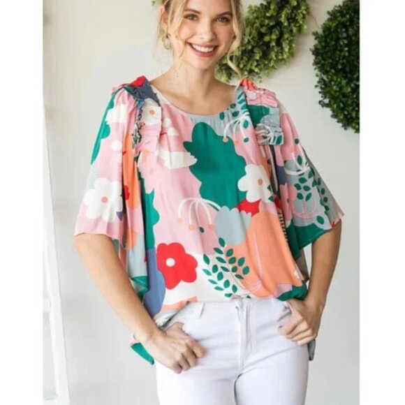 Jodifl ruffle shoulder top szS - Picture 2 of 12